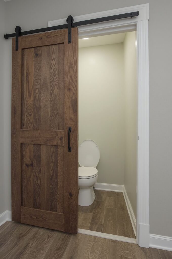 Compact Toilet with Sliding Door Entry