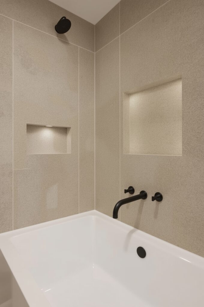 Tub with Minimalist Fixtures and Hardware