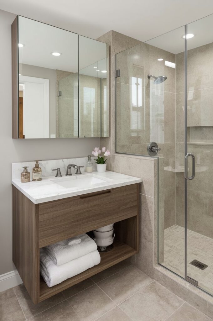 Combine Style and Storage in Mirrored Wall Cabinets