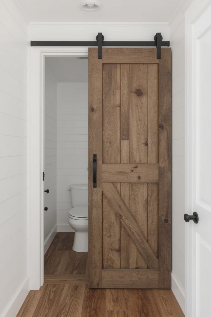 Barn Door Style Entry for Tiny Bathrooms