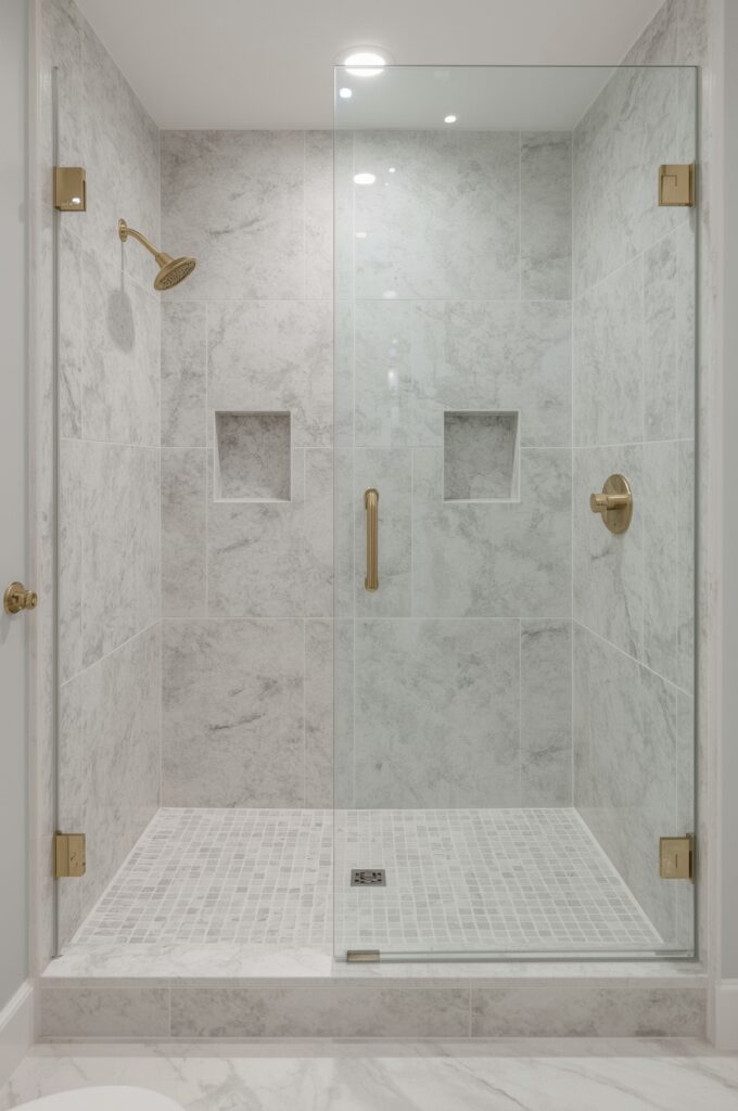 Light Gray Marble-Look Tiles for Subtle Luxury