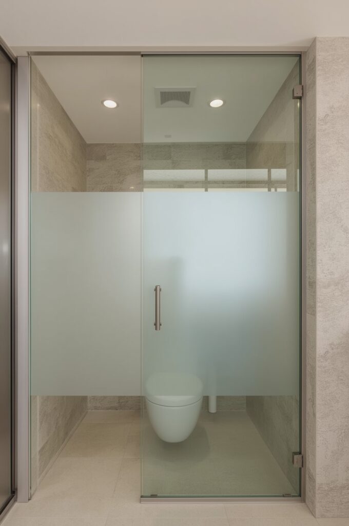 Glass Partition with Toilet for Open Layouts
