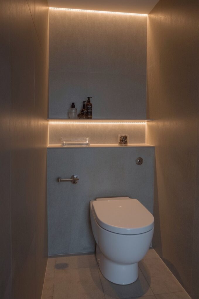 LED Strip Lighting Behind Toilet