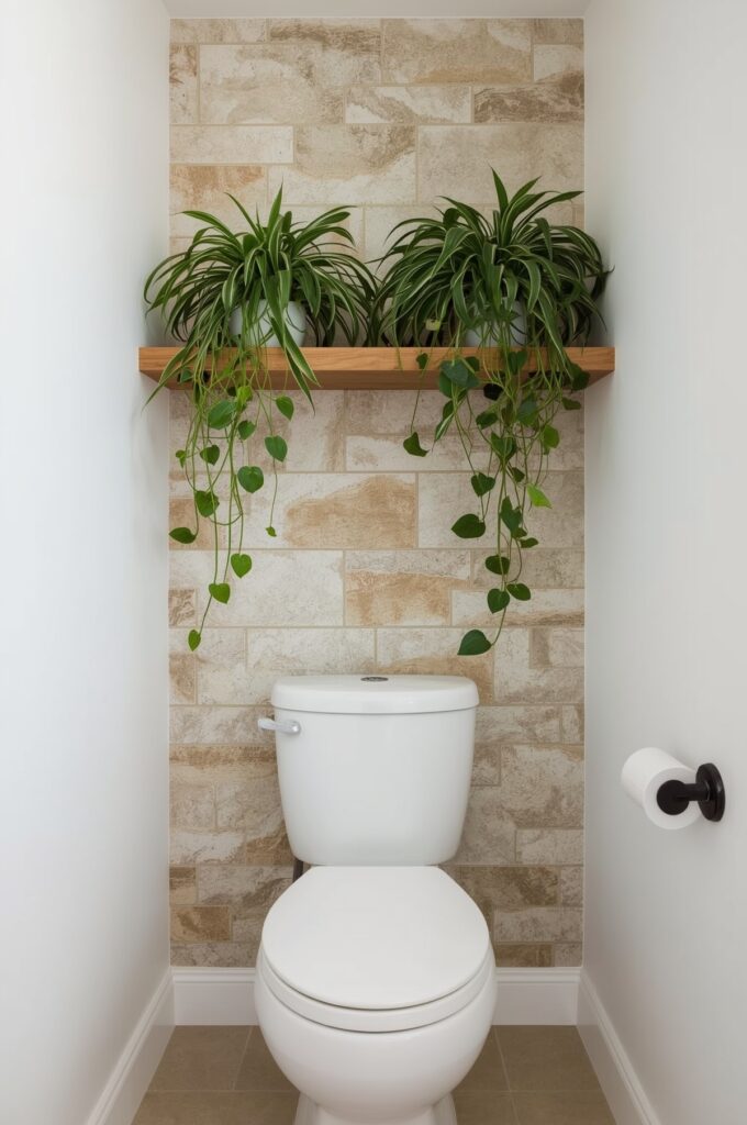 Indoor Plant Shelf Above Toilet