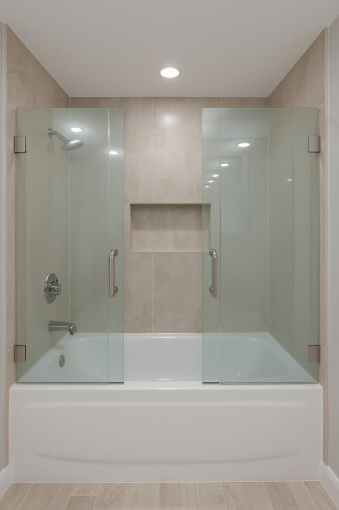 Tub with Translucent Glass Partitions