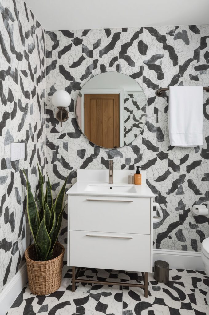 Geometric Patterned Cement-Look Porcelain