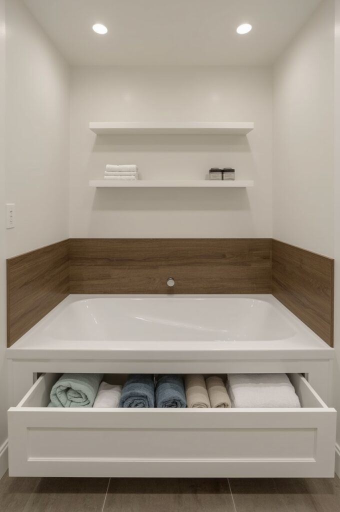 Rectangular Built-in Tub with Storage