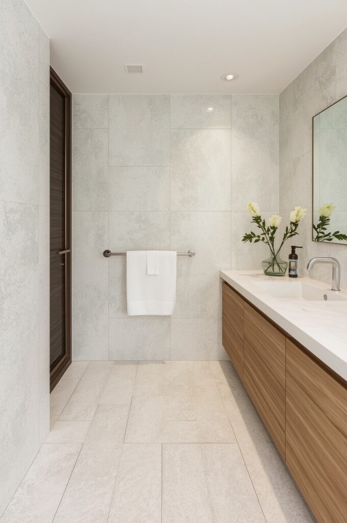 Near-Groutless Look with Large Porcelain Sheet