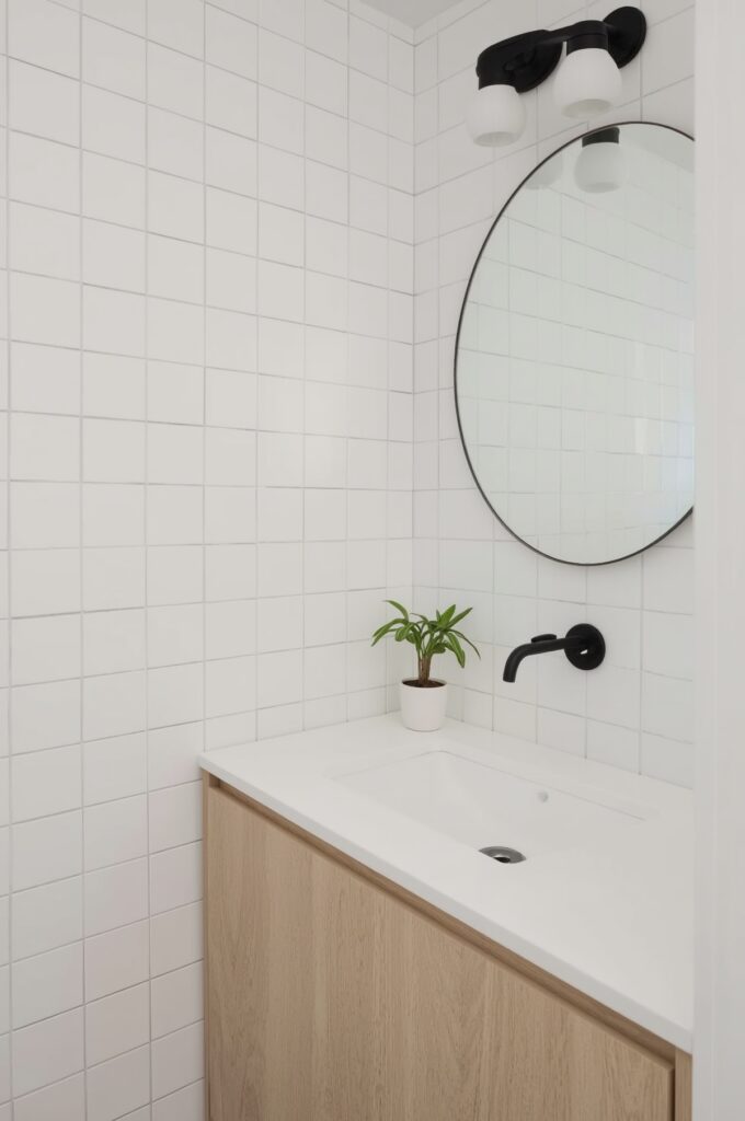Matte White Square Tiles with Minimal Grout