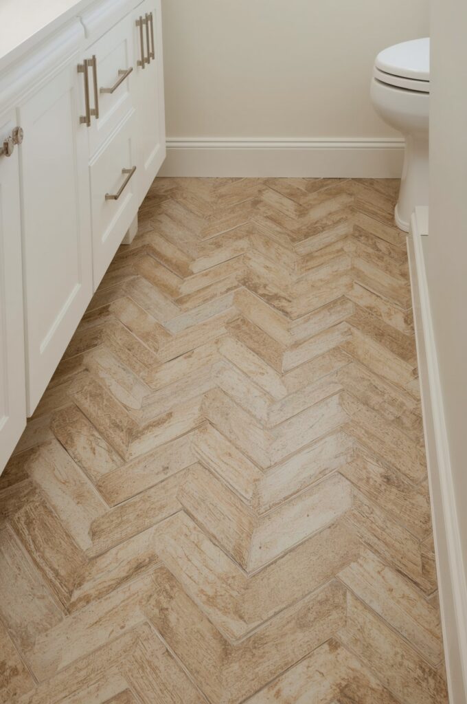 Warm Beige Herringbone Floor Pattern