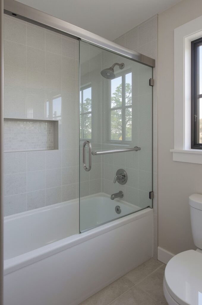 Tub with Sliding Glass Panel