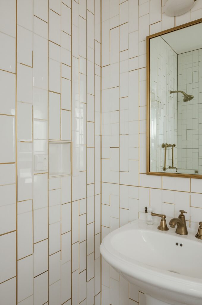 Classic White-and-Gold Trimmed Tiles