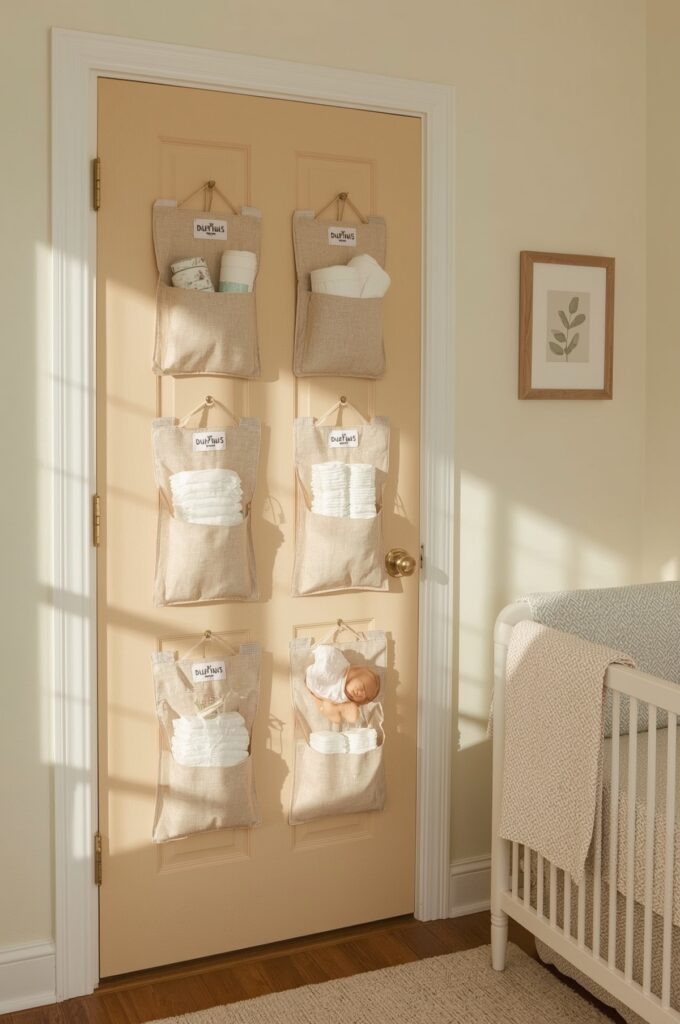 Hang Over-the-Door Pouches for Diaper Supplies