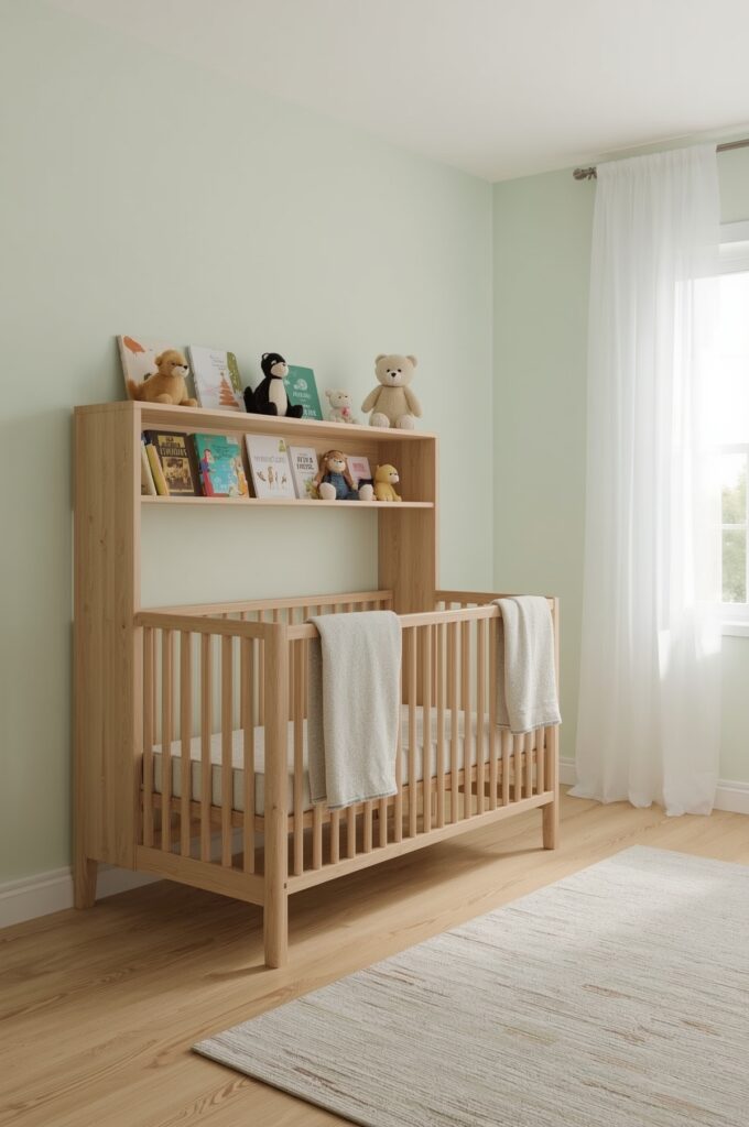 Multi-Functional Crib with Bookshelf Attached