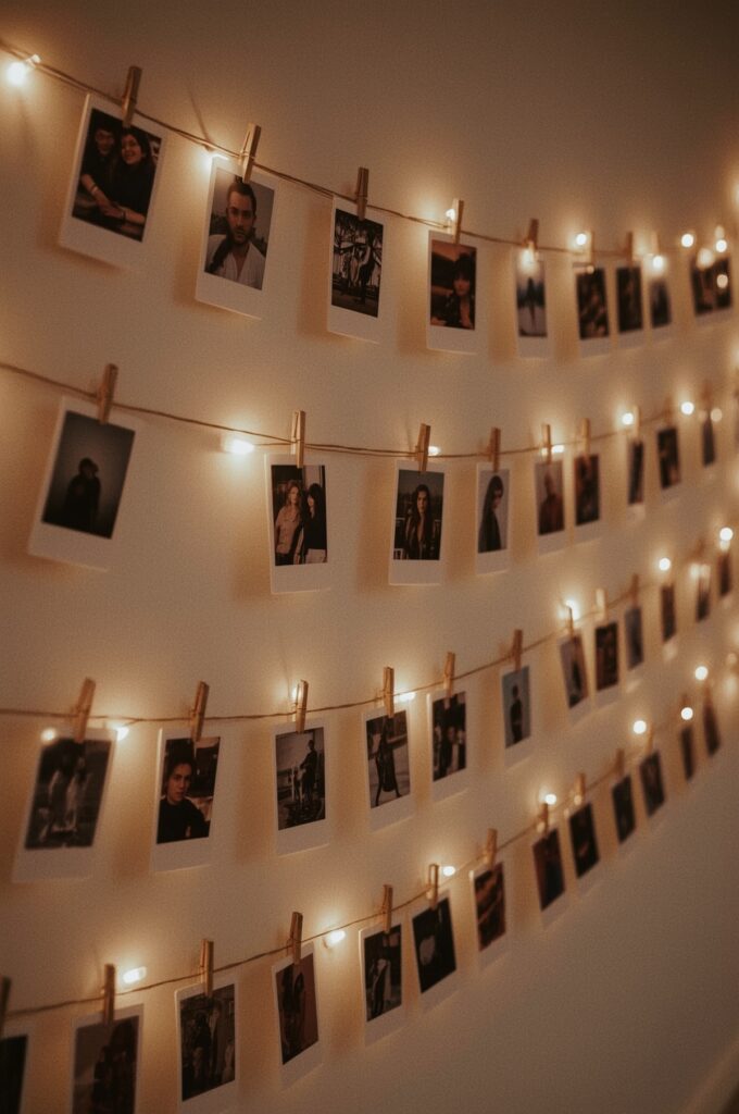 DIY Polaroid Clothesline Wall
