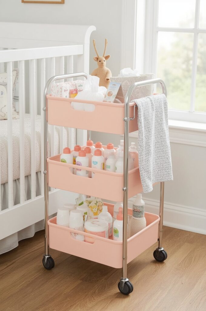 Rolling Cart for Diapers & Wipes