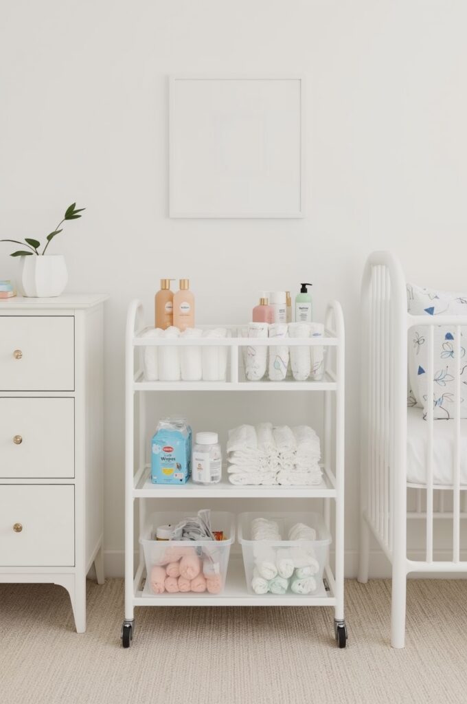 Use Rolling Carts for Mobile Baby Stations