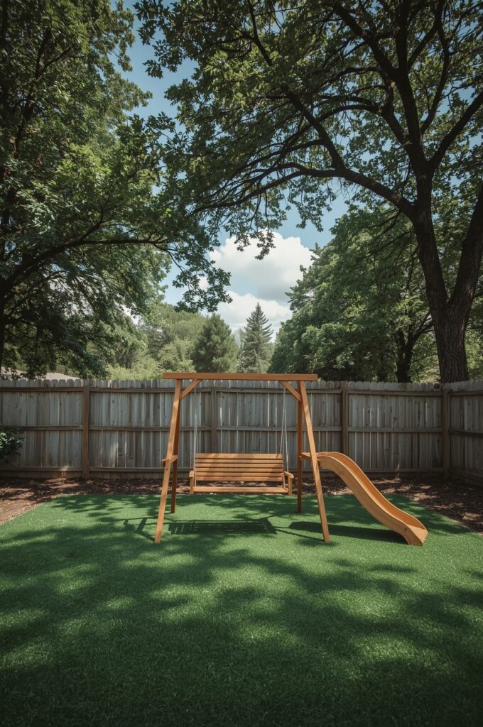 Mini Swing Set with Curved Slide