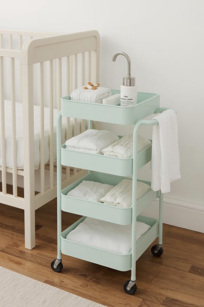 Use a Rolling Cart as a Mobile Diaper Station