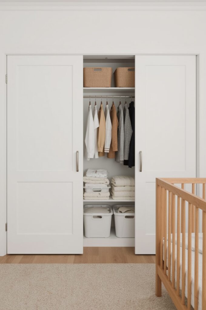 Closet with Space-Saving Pocket Doors