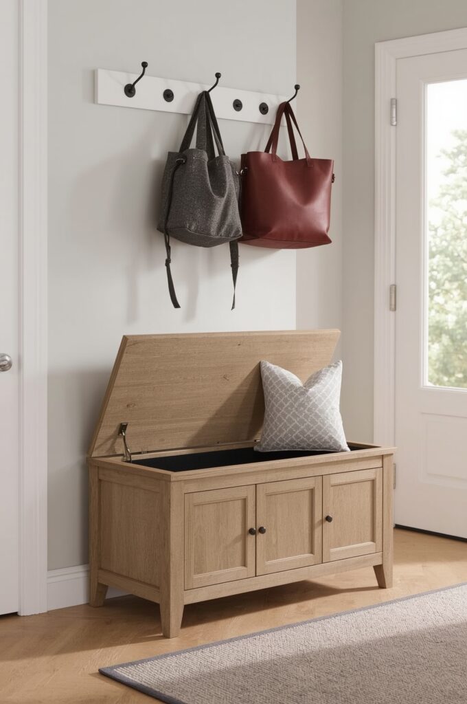 Bench Seat Hamper for Entryway