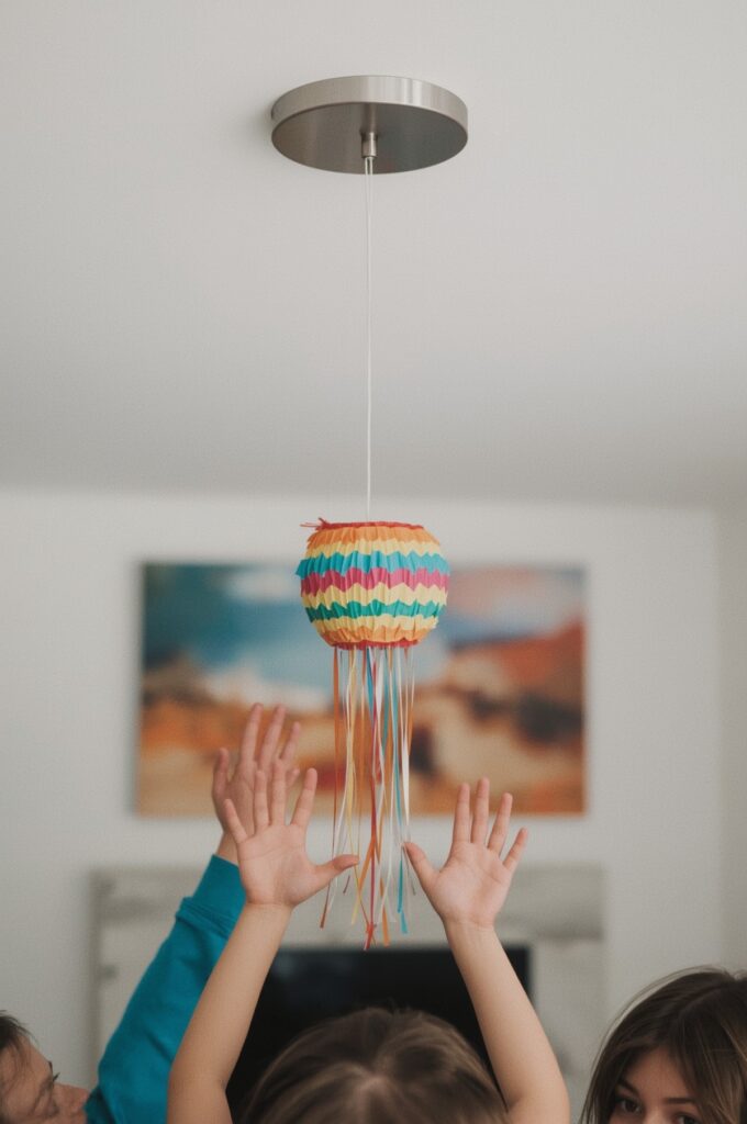 DIY Hanging Piñata from Light Fixture