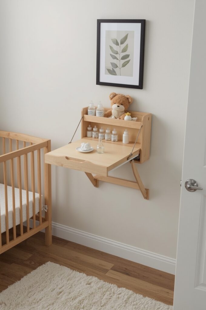 Fold-Down Wall Desk for Nursing Supplies