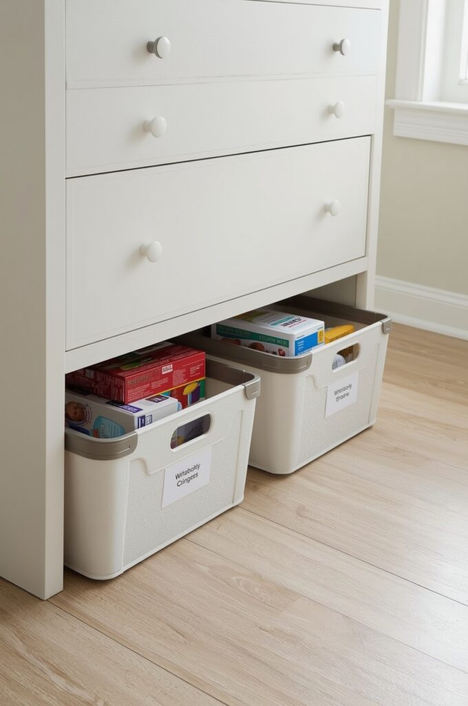 Use Stackable Storage Boxes Under Furniture