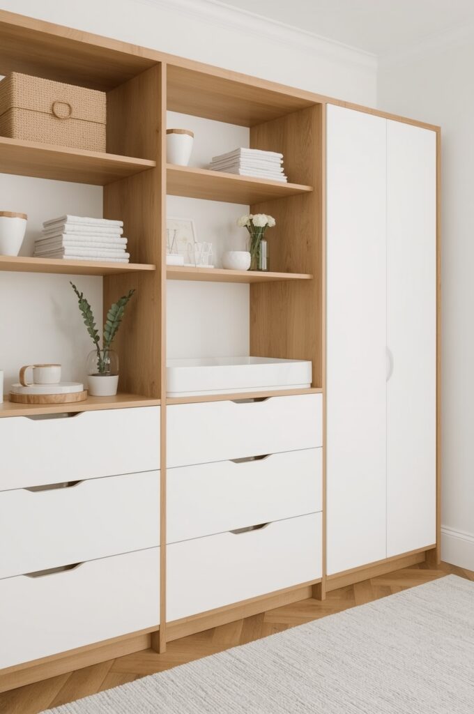 Modular Changing Station with Adjustable Shelves