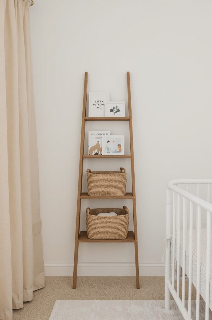 Use a Slim Ladder Shelf for Books and Decor