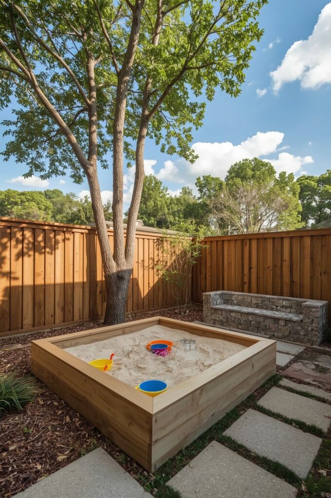 Covered Sandbox with Storage