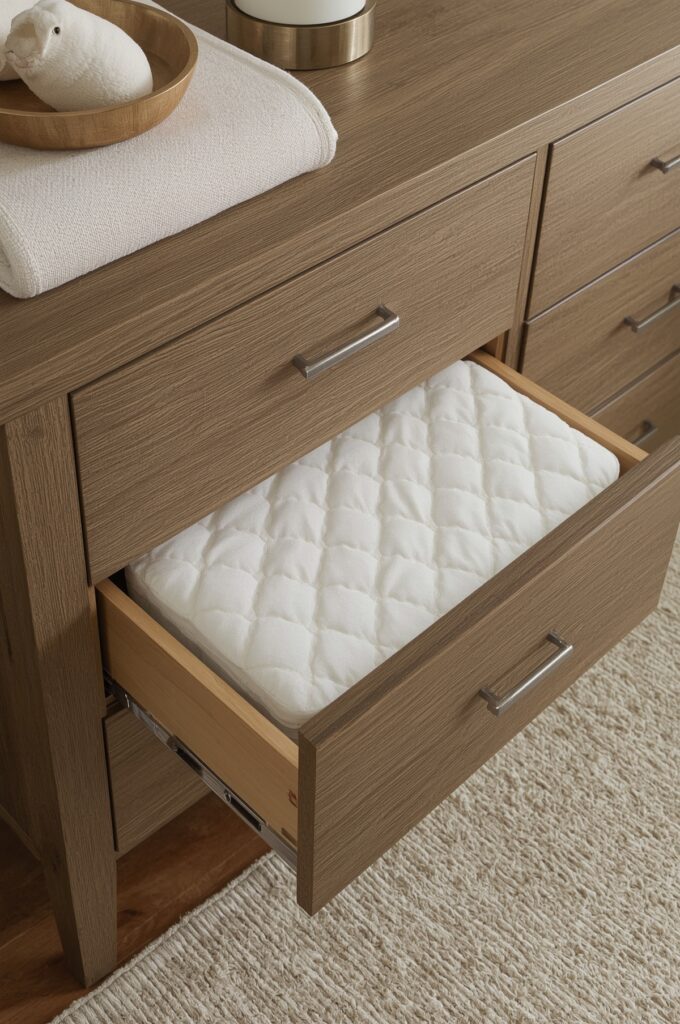 Hidden Changing Pad Drawer Under Dresser Top