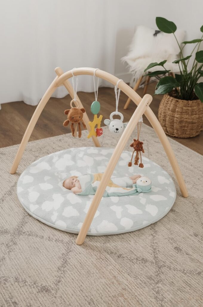Foldable Wooden Baby Gym That Stores Flat