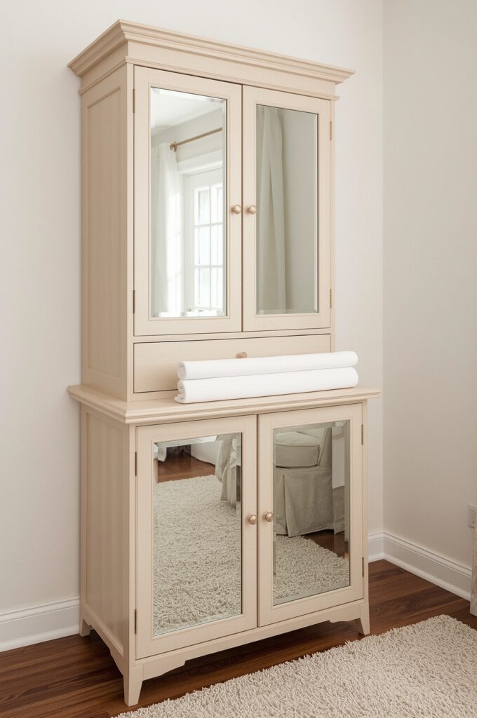 Wall Cabinet Changing Table with Mirror Front
