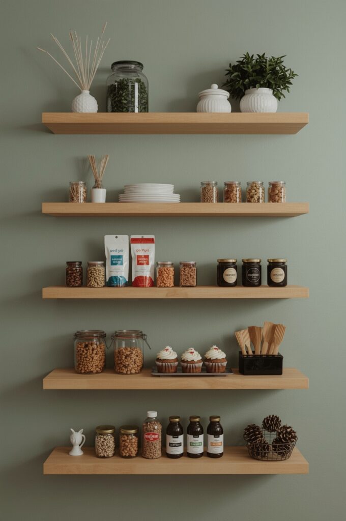 Floating Shelves with Cupcakes & Snacks