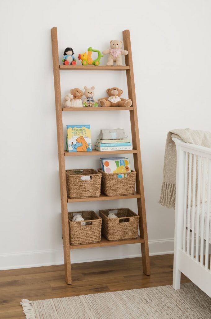 Decorative Wooden Ladder Shelf for Toys