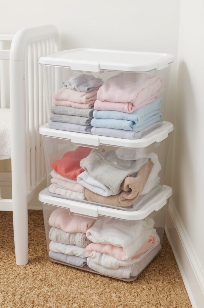 Transparent Stackable Bins for Clothes