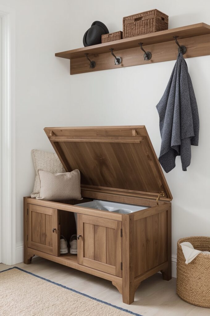 Bench with Built-In Hamper Storage