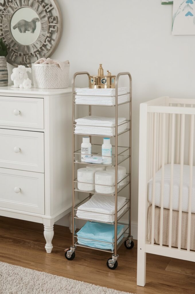 Tiered Rolling Baby Supply Cart