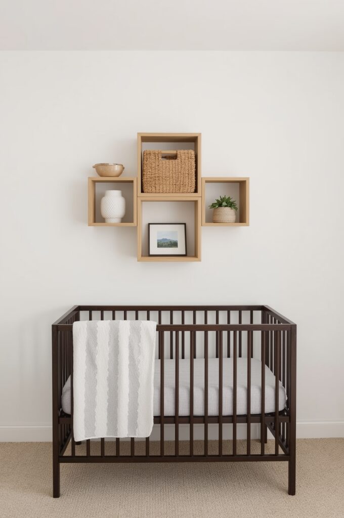 Mounted Storage Cubes Above Crib