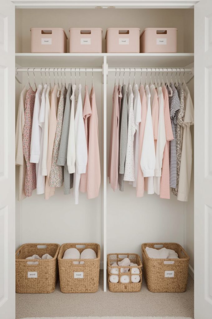 Double Closet Space with Two Hanging Rods