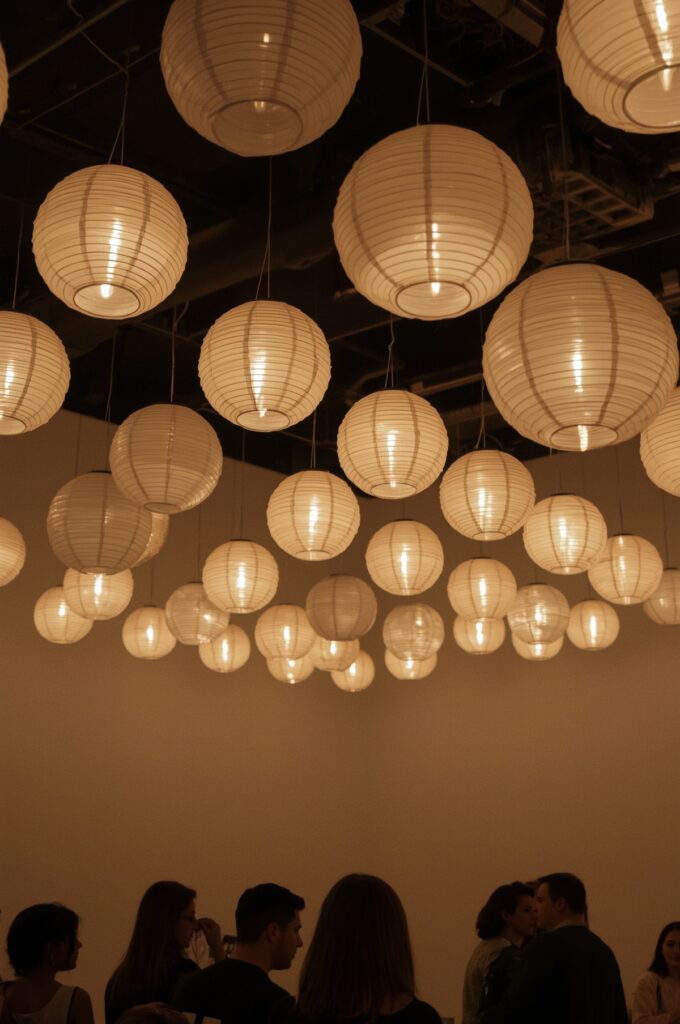 Floating Lanterns Suspended from Ceiling