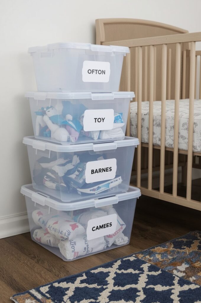Stackable Toy Boxes with Labels