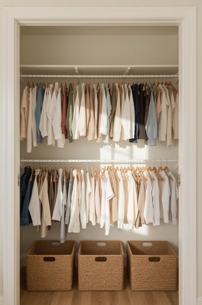 Double Hanging Rods for Tiny Clothes