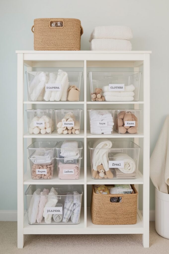 Organize with Transparent Bins and Labels