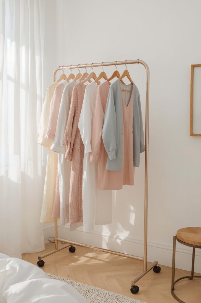 Add a Rolling Garment Rack for Extra Hanging Space