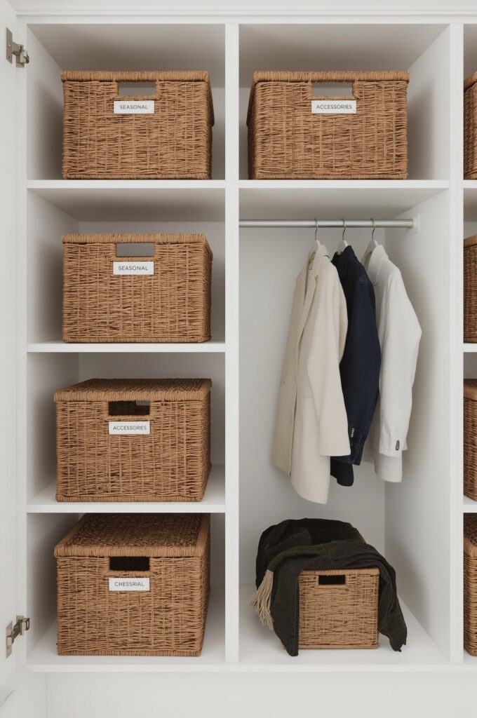 Use Baskets on Top Shelves for Rarely Used Items