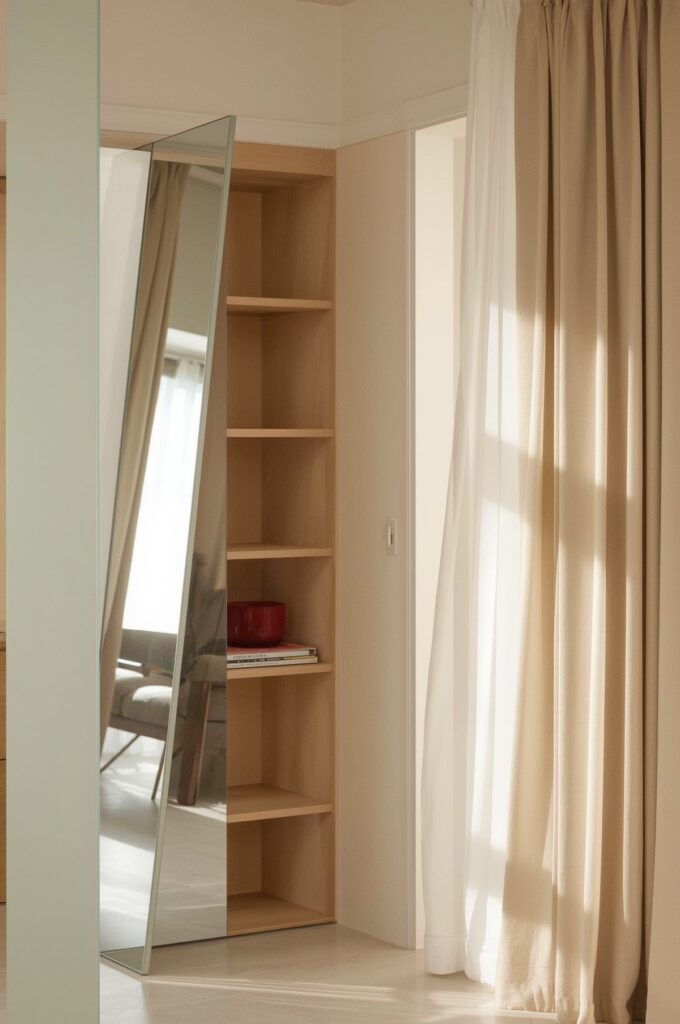 Hidden Storage Behind Mirrors