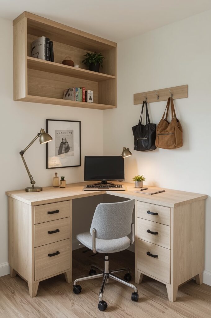 Corner Desk with Drawers and Shelves