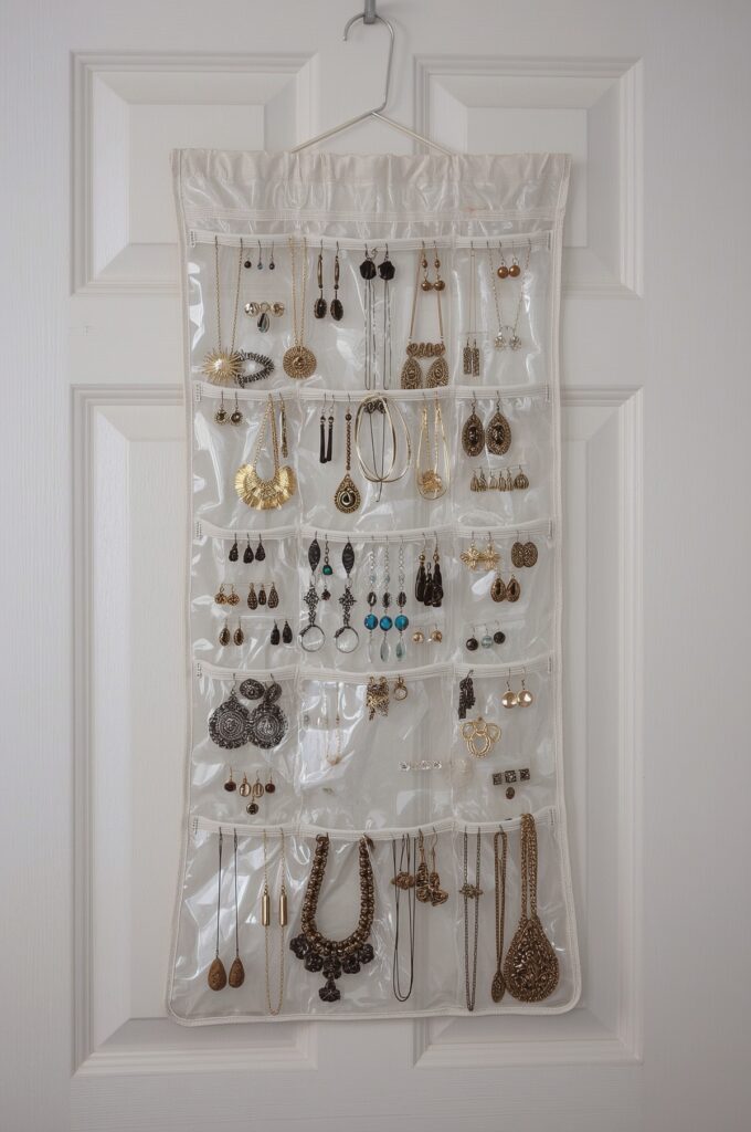 Store Jewelry in Hanging Fabric Organizers